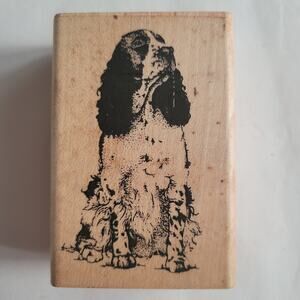 Vintage 2000 Rubber Stamp Cocker Spaniel Dog Realistic Mounted